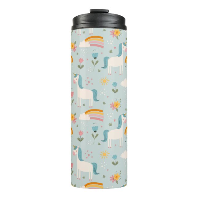 Bouteilles Isothermes Pastel mignon Rainbow Unicorn Motif (Devant)