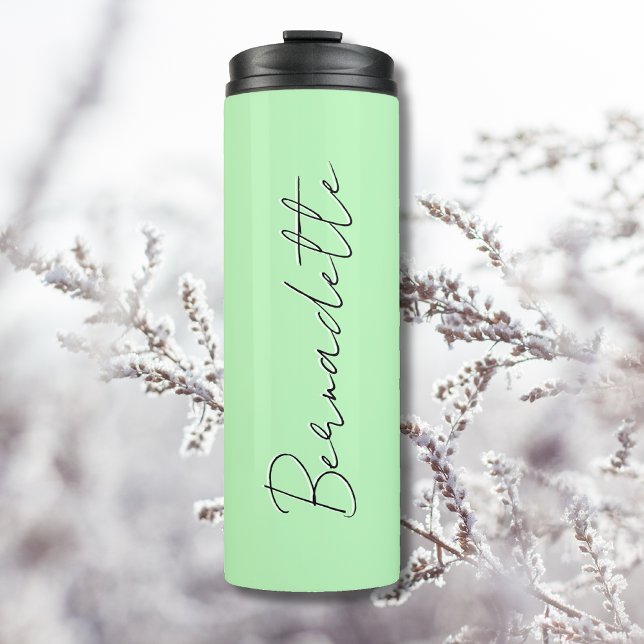 Bouteilles Isothermes Pastel Mint Noir Élégant Minimal Customisé (Créateur téléchargé)