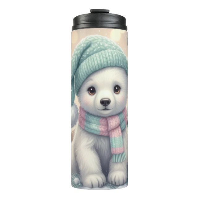 Bouteilles Isothermes Pastel Polar Bear Christmas Pattern (Devant)