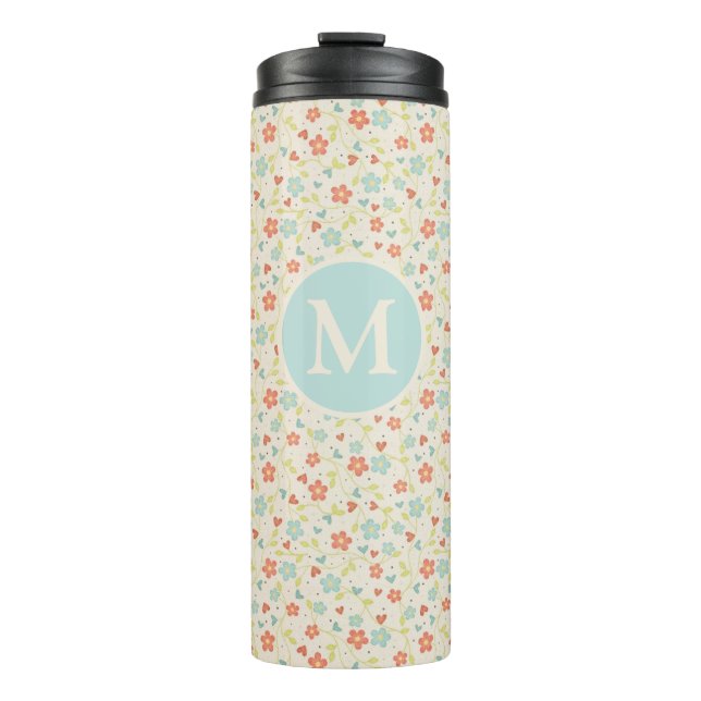 Bouteilles Isothermes Pastel Pretty Spring Floral Pattern Monogram (Devant)