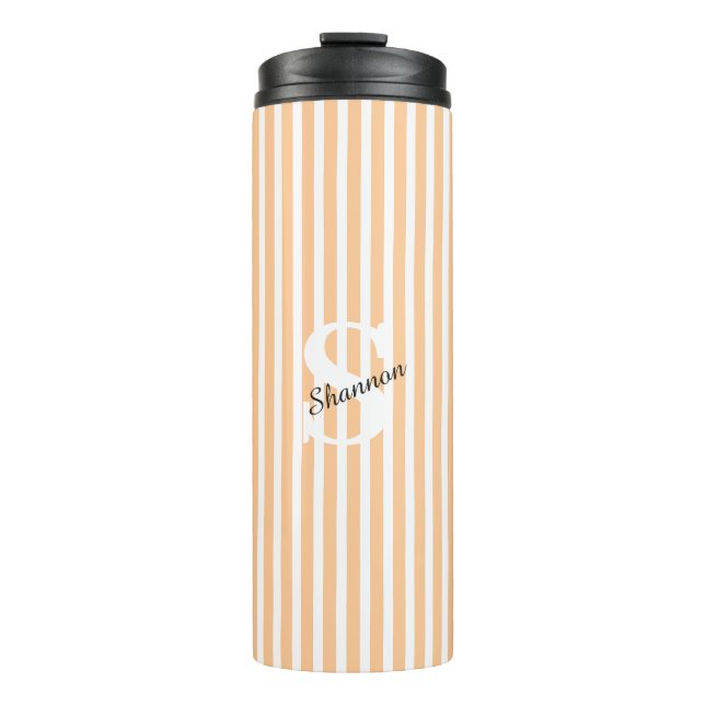 Bouteilles Isothermes Pastel rayé Nom du monogramme (Devant)