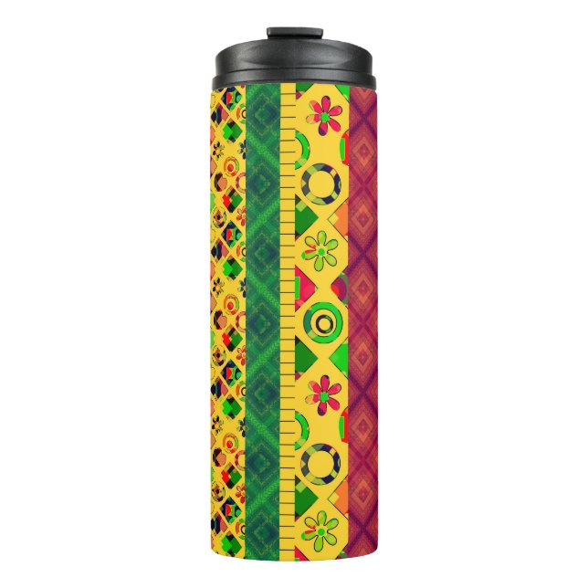 Bouteilles Isothermes Patchwork lignes ornementales paces textile boho v (Devant)