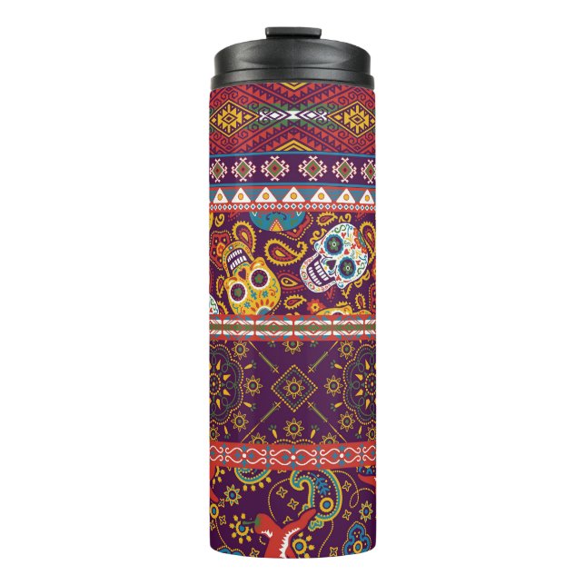Bouteilles Isothermes patchwork mexicain : design vintage traditionnel. (Devant)