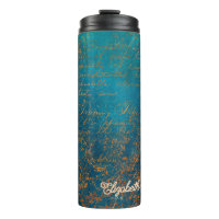 Patine de cuivre vintage avec calligraphie turquoi
