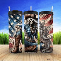 Patriotique Skeleton Cowgirl