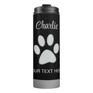 Bouteilles Isothermes Paw Chien Argent sur arrière - plan noir