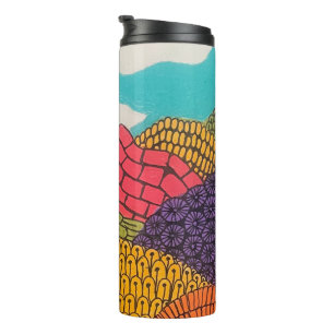 Bouteilles Isothermes Paysage abstrait au crayon de couleur courbe et fl