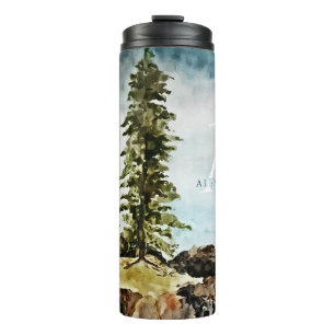 Bouteilles Isothermes Paysage d'aquarelle du lac Tahoe monogramme