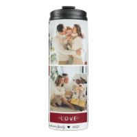 Peace Joy Love Maroon Photo Collage Script Holiday
