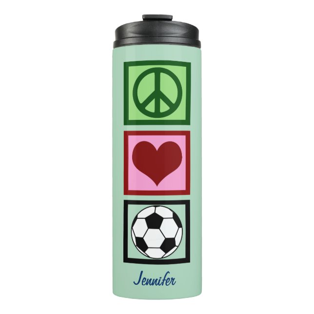 Bouteilles Isothermes Peace Love Soccer Cute Football Player Personnalis (Devant)