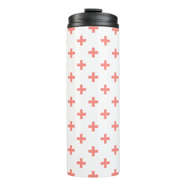 Bouteilles Isothermes Peach polka croise sur blanc (Devant)