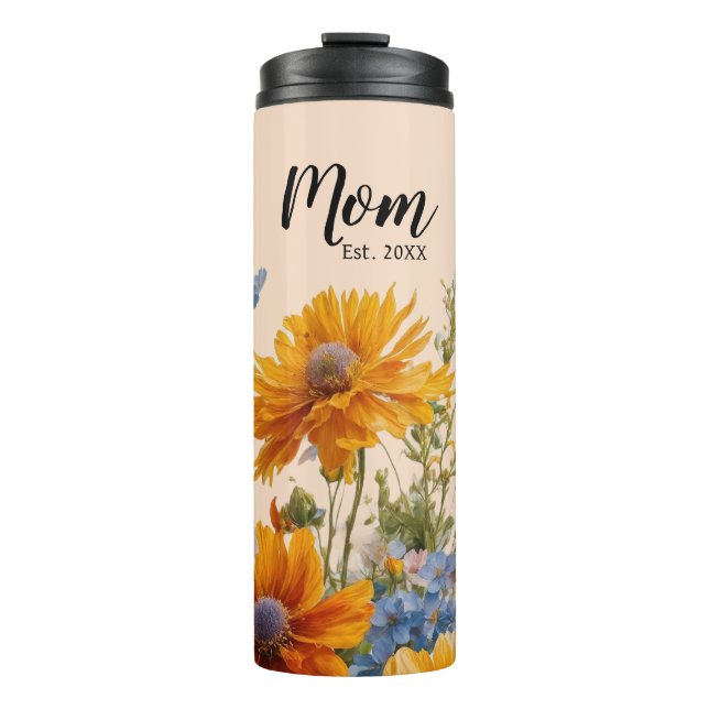 Bouteilles Isothermes Pêcher Floral première fois maman Cadeau Thermal T (Devant)