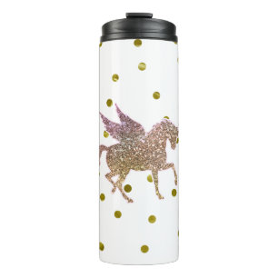 Bouteilles Isothermes Pégase Cheval Licorne Paillettes Brillantes Or Ten