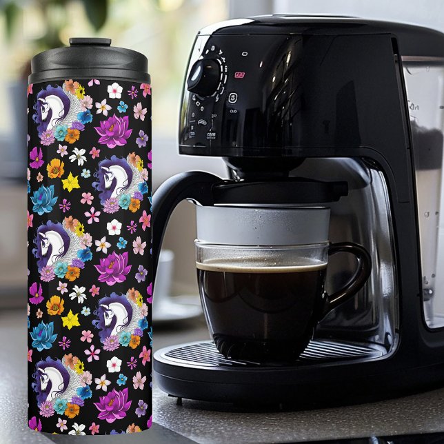 Bouteilles Isothermes Pegasus Noir Floral (Créateur téléchargé)