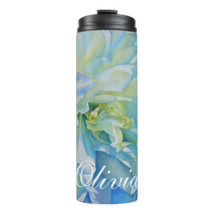 Bouteilles Isothermes Peine d'aquarelle bleu blanc romantique