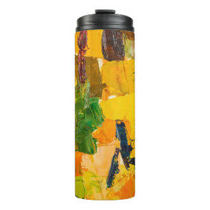 Bouteilles Isothermes Peinture Abstraite à l'huile jaune