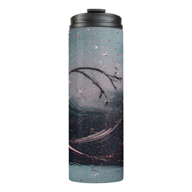 Bouteilles Isothermes Peinture abstraite blanche et bleue (Devant)