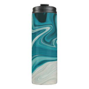 Bouteilles Isothermes Peinture abstraite blanche et turquoise
