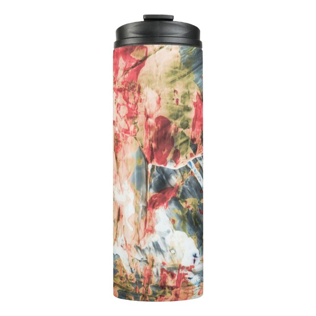 Bouteilles Isothermes Peinture abstraite rouge blanche et jaune (Devant)