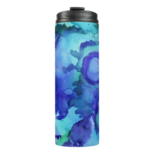 Bouteilles Isothermes Peinture abstraite violette et blanche (Devant)