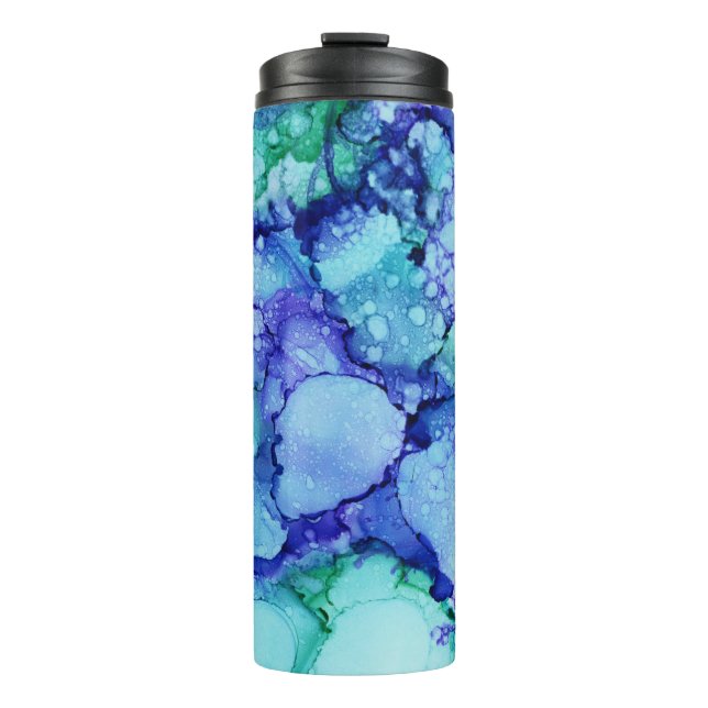 Bouteilles Isothermes Peinture abstraite violette et bleue (Devant)
