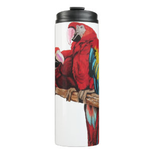 Bouteilles Isothermes Peinture couleur rouge Macaw Aquarelle