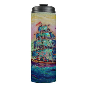 Bouteilles Isothermes Peinture d'art Huile couleur barque chance thailan