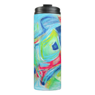 Bouteilles Isothermes Peinture d'art moderne Expressive Vert et Bleu