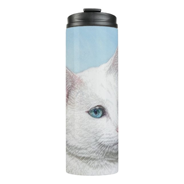 Bouteilles Isothermes Peinture de chat blanc - Cute Original Cat Art (Devant)