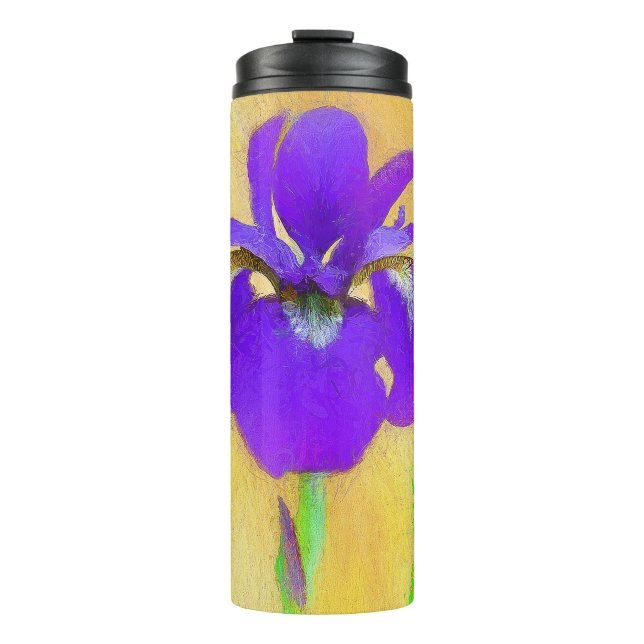 Bouteilles Isothermes Peinture Iris à pois pourpre - Chien original mign (Devant)