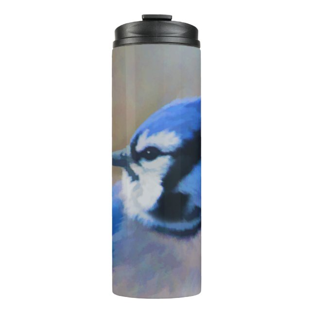 Bouteilles Isothermes Peinture Jay Bleu - Art Oiseau Original (Devant)