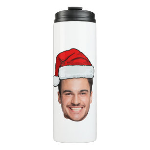 Bouteilles Isothermes Père Noël Chapeau de Noël Photo de Visage Personna