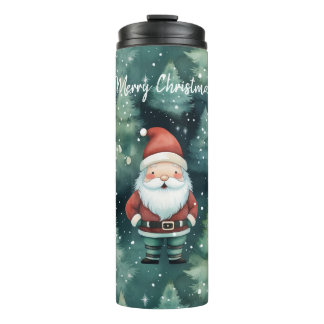 Bouteilles Isothermes Père Noël de Noël à l'aquarelle -