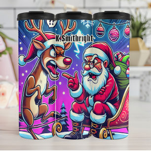 Bouteilles Isothermes Père Noël et rennes en colère