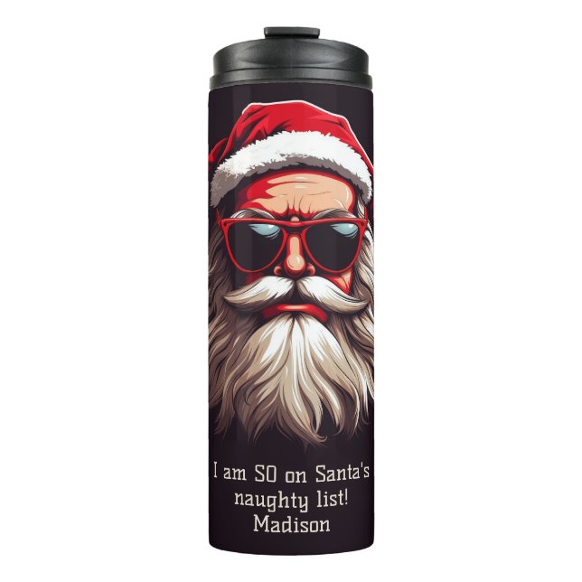 Bouteilles Isothermes Père Noël Grumpy Texte Personnalisé (Devant)