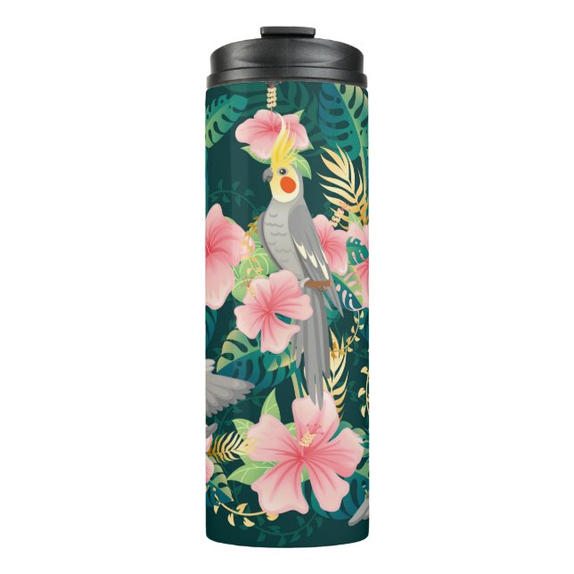 Bouteilles Isothermes Perroquet motif mignon et sans couture sur gre (Devant)