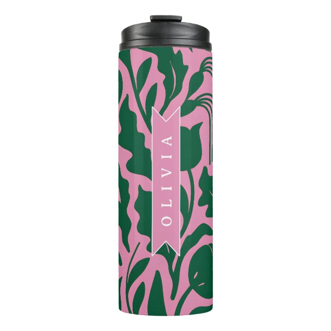 Bouteilles Isothermes Personalized Bold Pink Botanical Floral Name Gift (Devant)