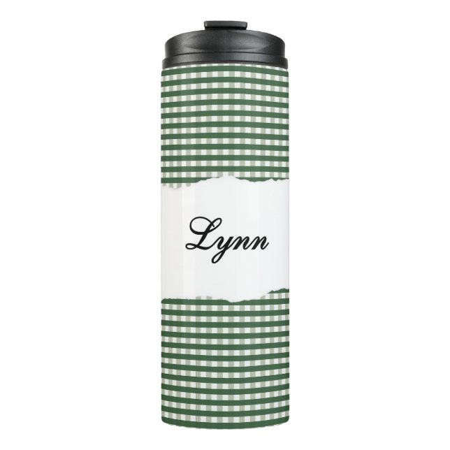 Bouteilles Isothermes Personalized Name Green Gingham Pattern (Devant)