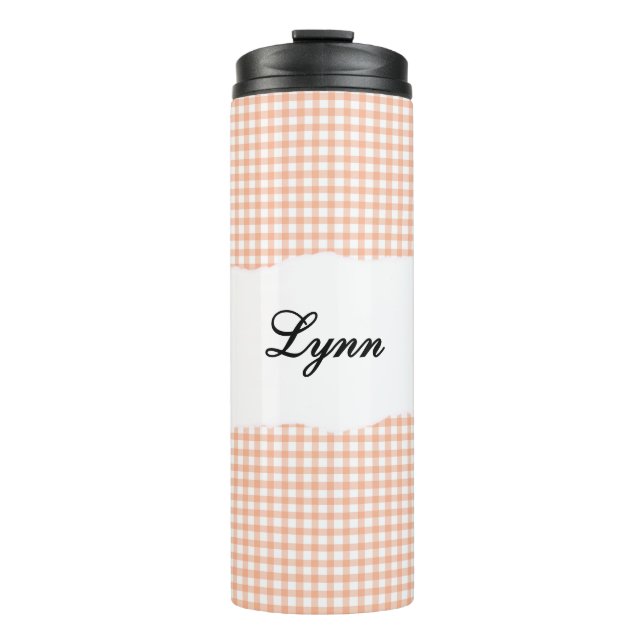 Bouteilles Isothermes Personalized Name Orange Gingham Pattern (Devant)