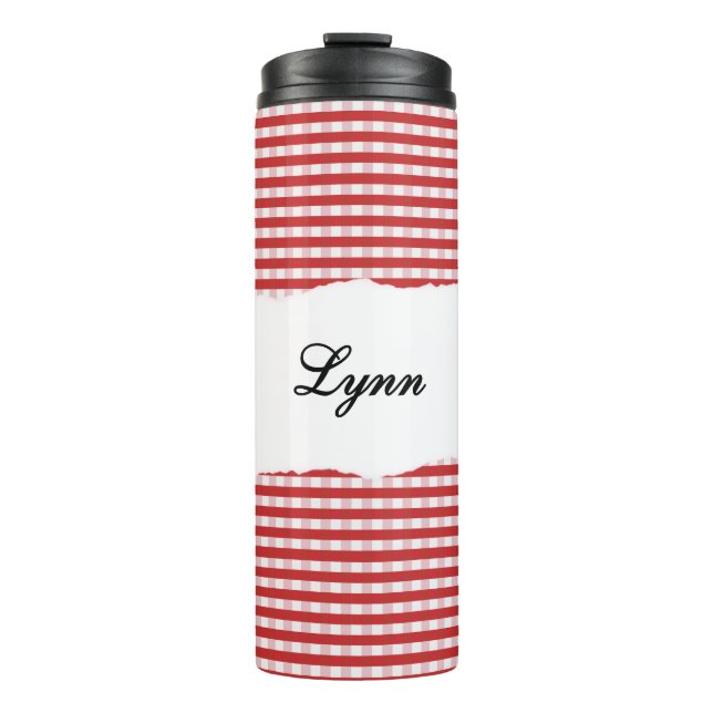 Bouteilles Isothermes Personalized Name Red Gingham Pattern (Devant)