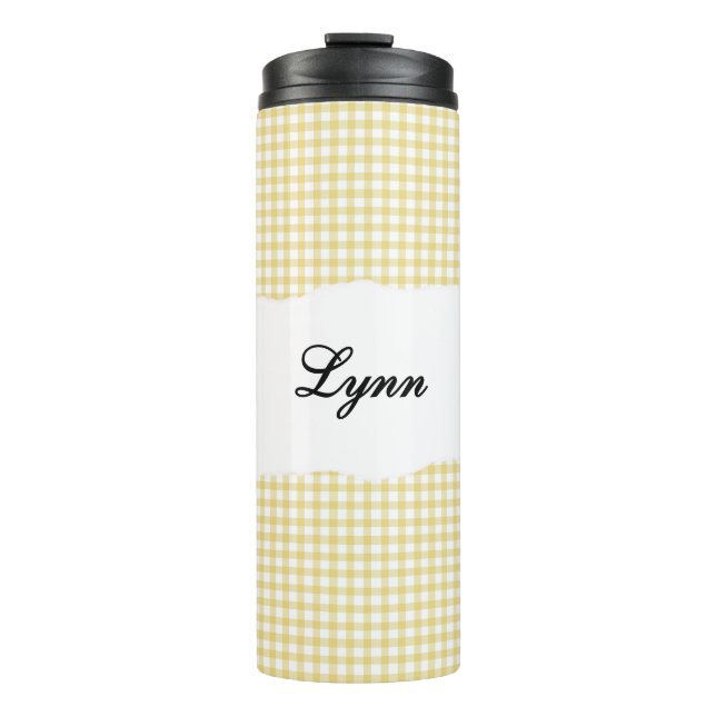 Bouteilles Isothermes Personalized Name yellow Gingham Pattern (Devant)