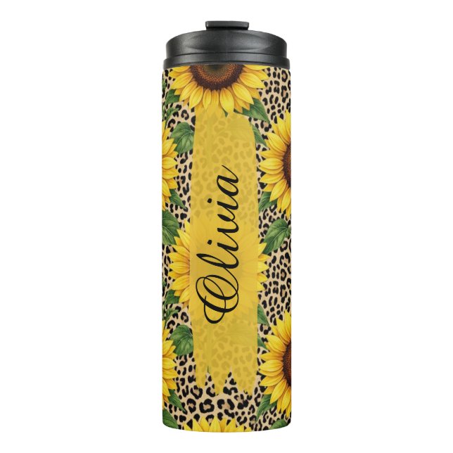 Bouteilles Isothermes Personalized Sunflower Leopard 16oz Thermal Cup (Devant)