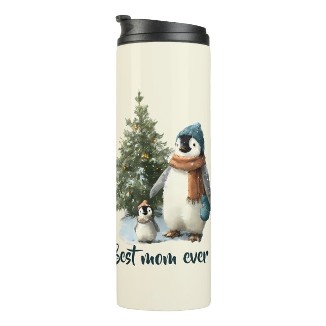 Bouteilles Isothermes Personalized Winter Penguin “Best Mom Ever” (Tourné sur la droite)