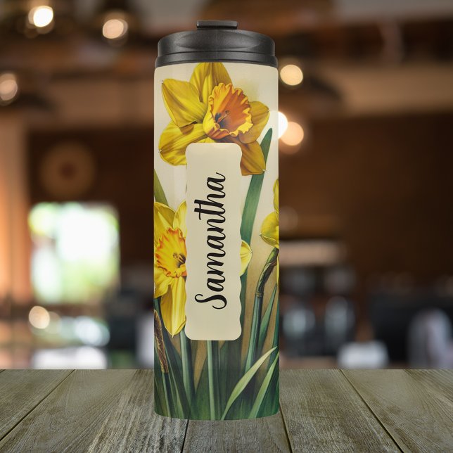 Bouteilles Isothermes Personnalisé Mars Daffodil Tumbler 16oz Cadeau (Personalized 20 oz thermal tumbler with birth flower for March)
