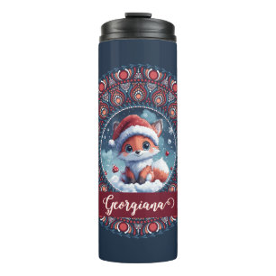 Bouteilles Isothermes Personnalisé Noël mignon Kawaii Fox Dot Mandala