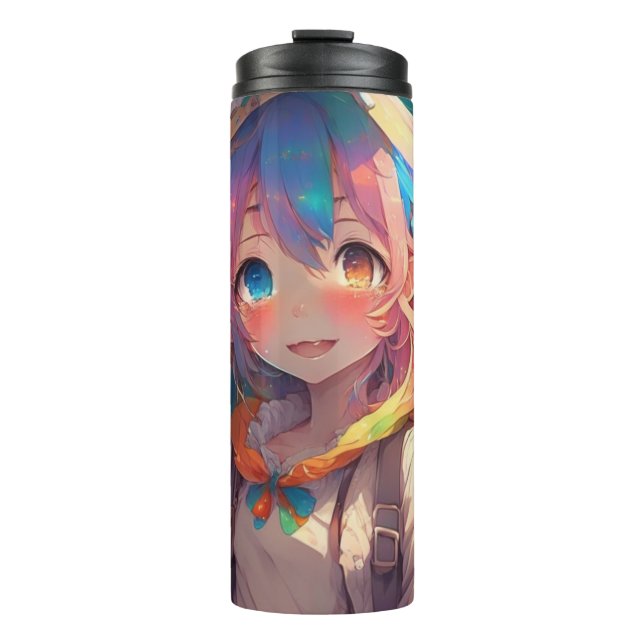 Bouteilles Isothermes Personnalisée belle Rainbow Anime Girl (Devant)