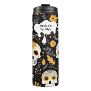 Bouteilles Isothermes Personnaliser d'or noir moderne Halloween Crâne ca