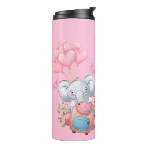 Bouteilles Isothermes Personnaliser Éléphant Rose Mignon