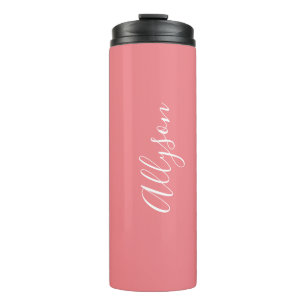 Bouteilles Isothermes Personnaliser le nom blanc Script vertical, corail