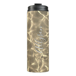 Bouteilles Isothermes Personnaliser le nom vertical White Script, Gold W